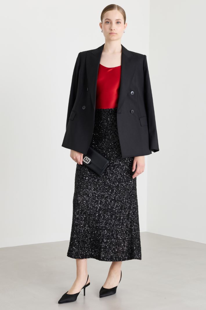 Sequin midi skirt - BLACK - Intrend