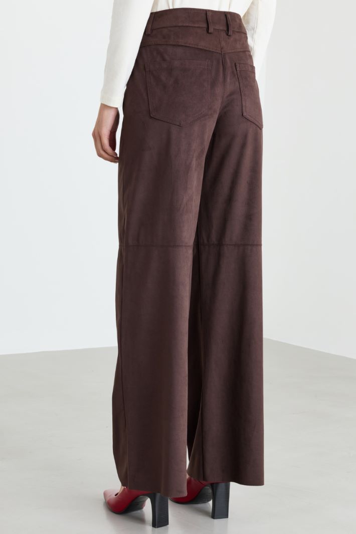 Velvet jersey trousers - BROWN - Intrend - 4