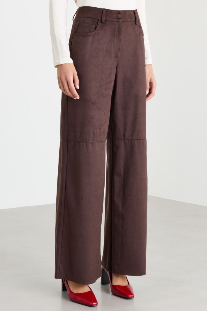 Velvet jersey trousers - BROWN - Intrend - 2
