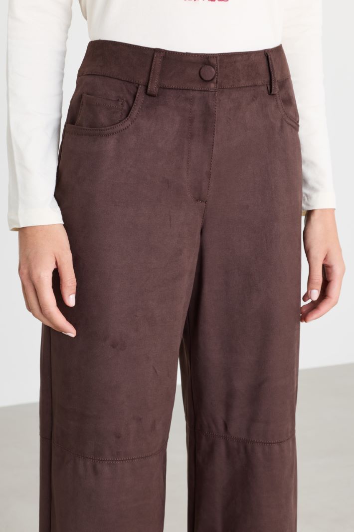 Velvet jersey trousers - BROWN - Intrend - 3