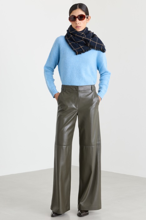 Wide-leg coated jersey trousers - Intrend