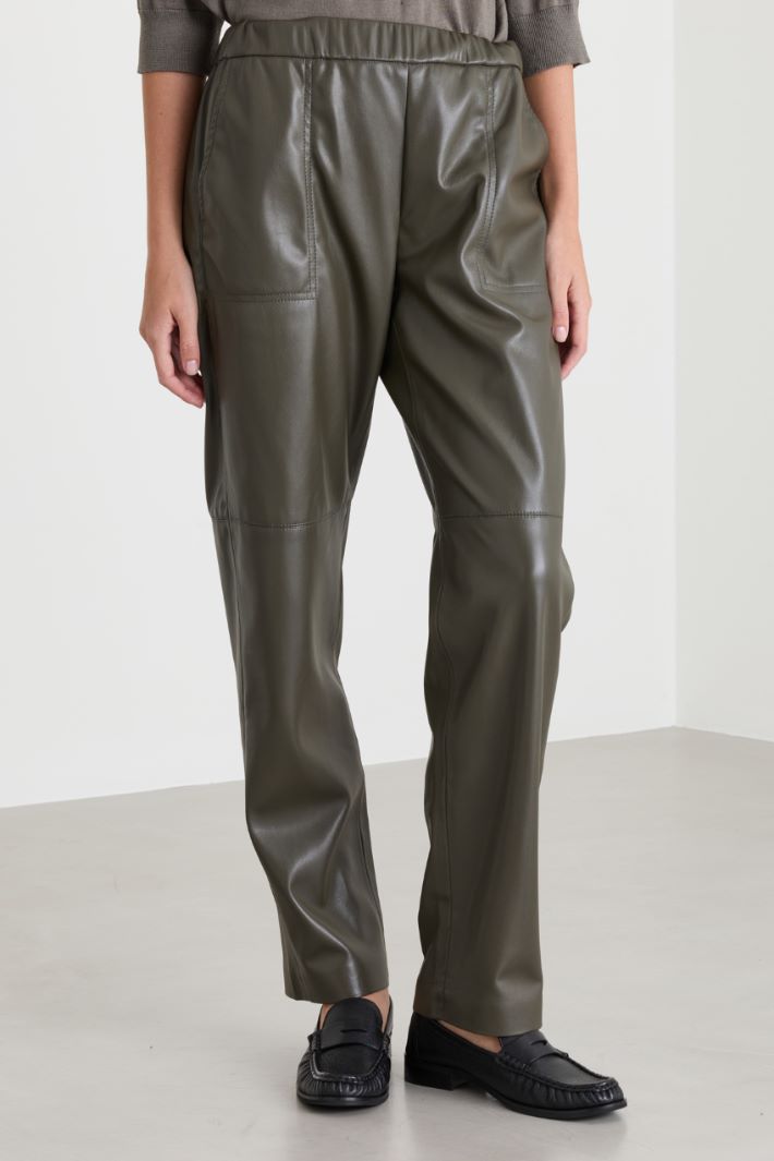 Coated Jersey Carrot-Fit Trousers - GREEN - Intrend - 2