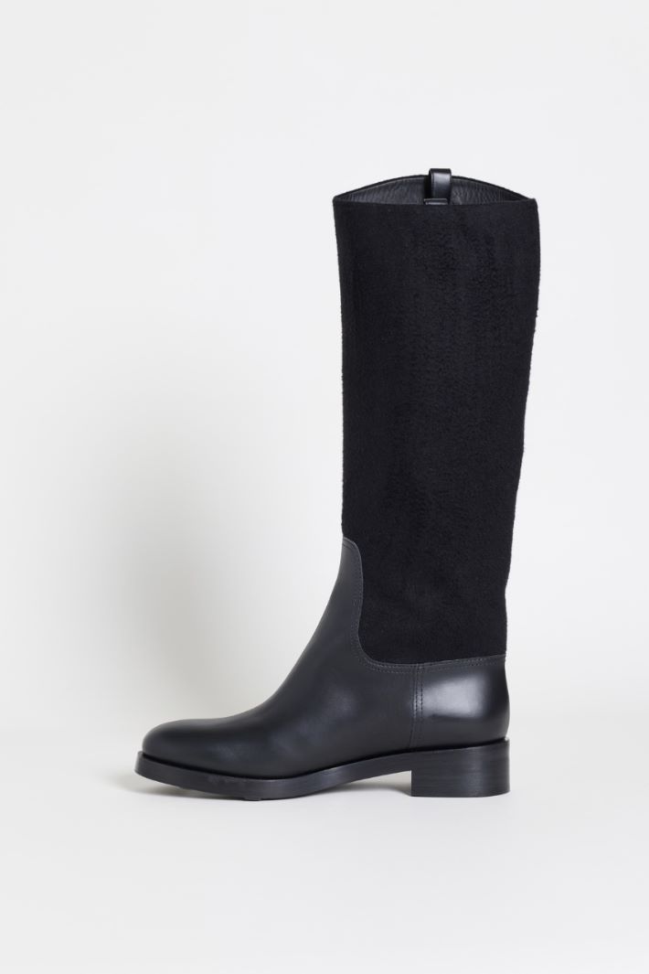 Leather and Camel Riding Boot - BLACK - Intrend - 3