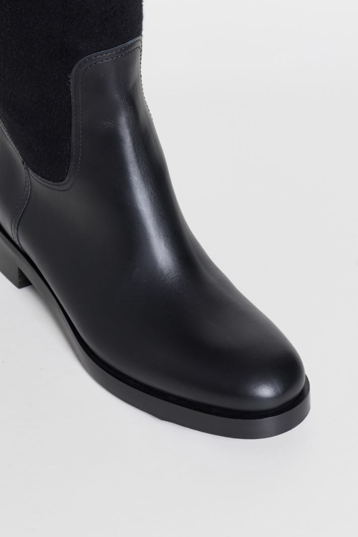 Leather and Camel Riding Boot - BLACK - Intrend - 4
