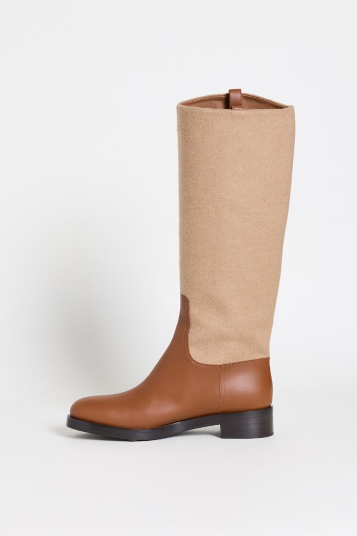 Leather and Camel Riding Boot - CAMEL - Intrend - 3