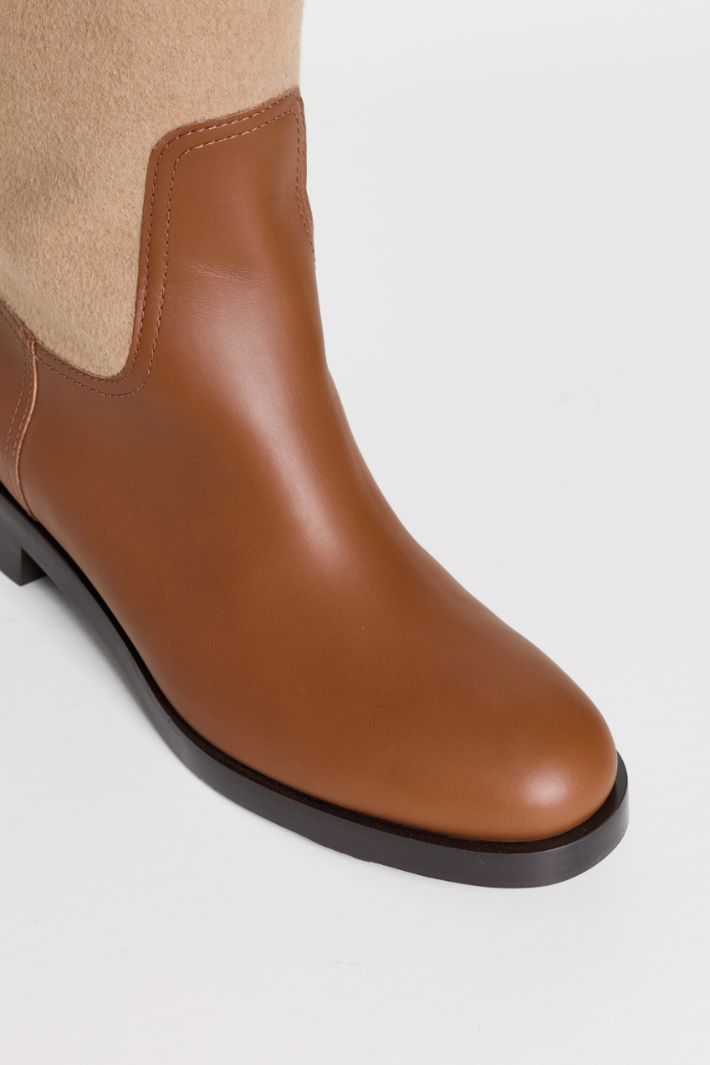 Leather and Camel Riding Boot - CAMEL - Intrend - 4