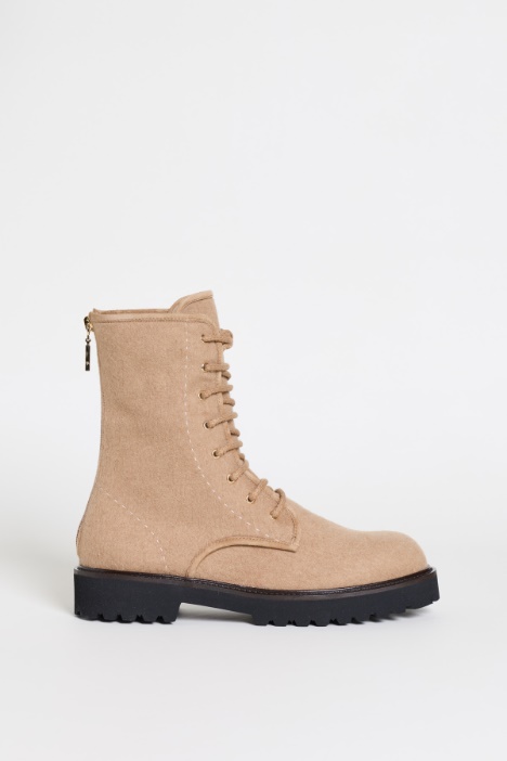 Water-Repellent Camel Combat Boot - Intrend