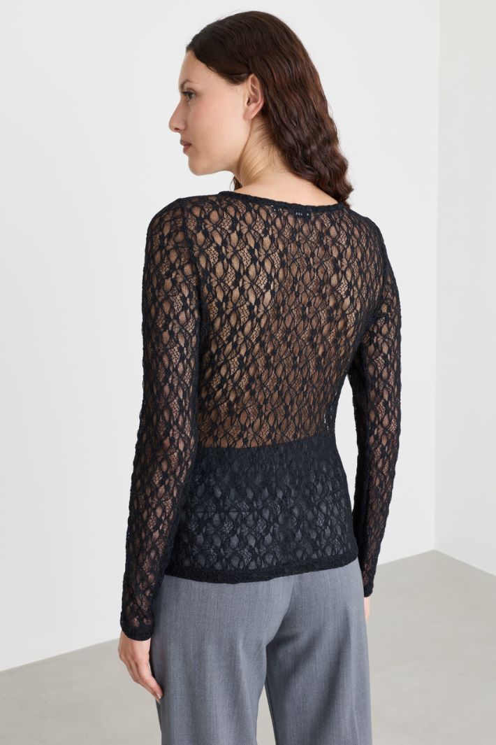 T-shirt in pizzo - NERO  - Intrend - 4