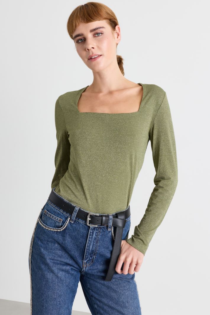 T-shirt con scollo squadrato - VERDE - Intrend - 2