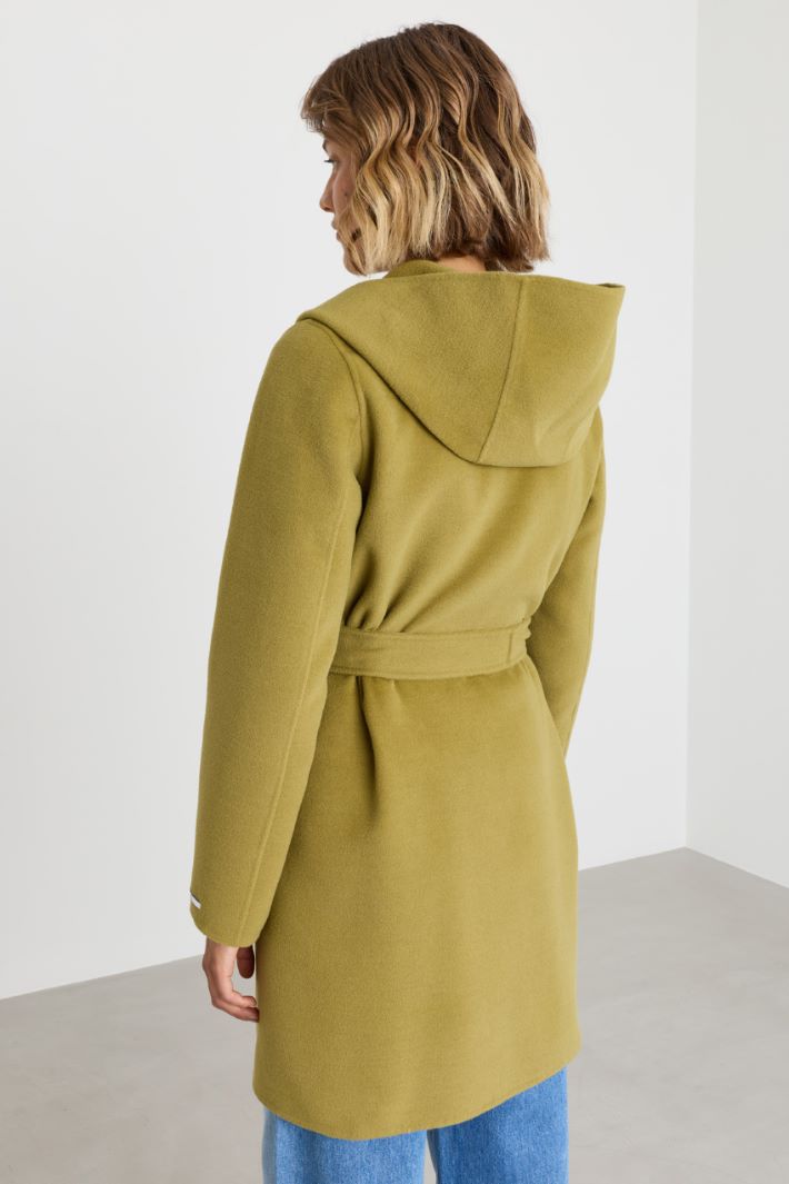 Cappotto in double con cappuccio - VERDE - Intrend - 4