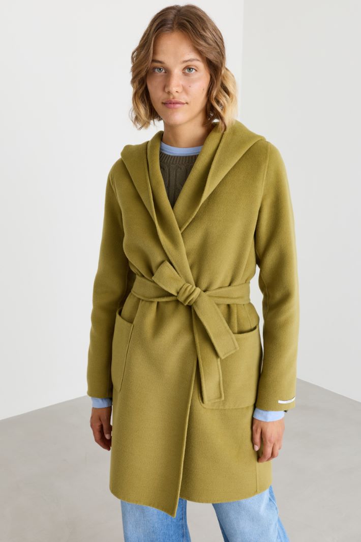Cappotto in double con cappuccio - VERDE - Intrend - 2