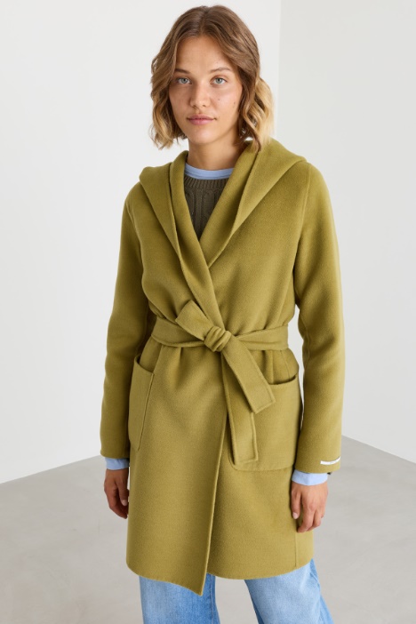 Cappotto in double con cappuccio
