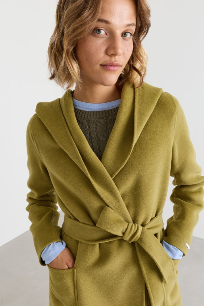 Cappotto in double con cappuccio - VERDE - Intrend - 3