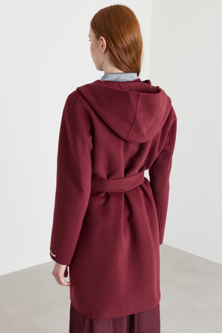 Cappotto in double con cappuccio - BORDEAUX - Intrend - 4