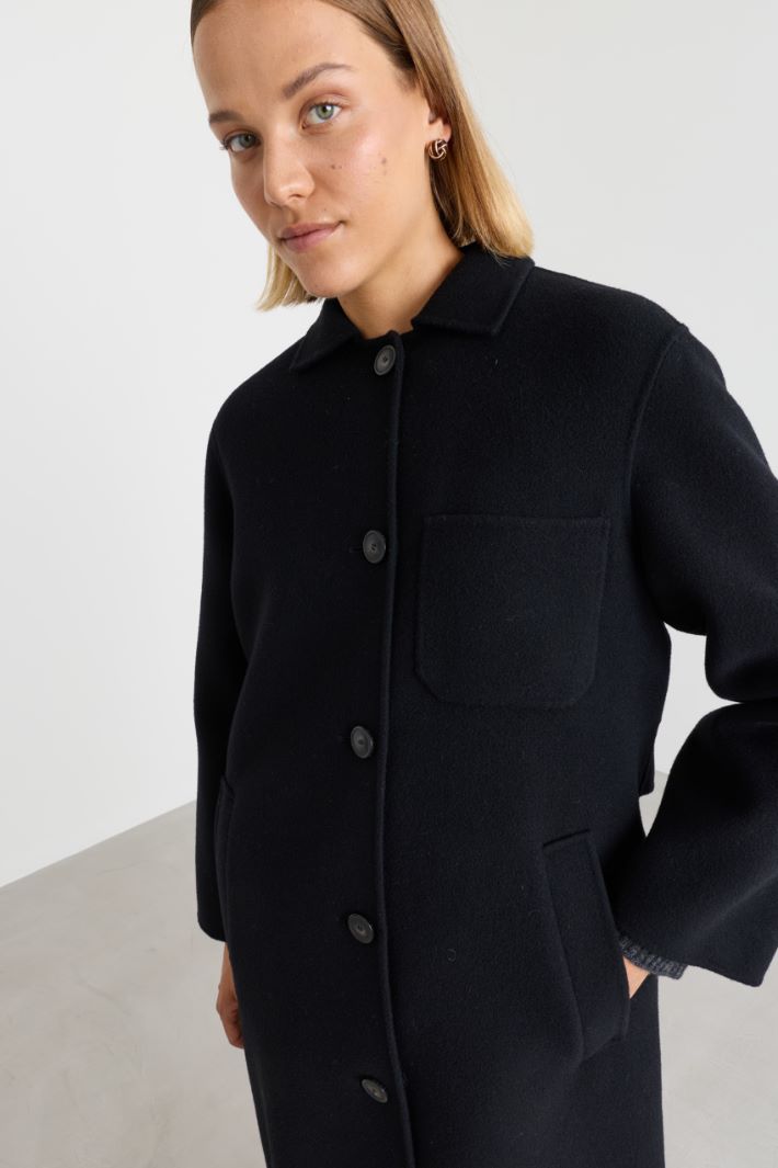 Single-breasted belted coat - BLACK - Intrend - 3