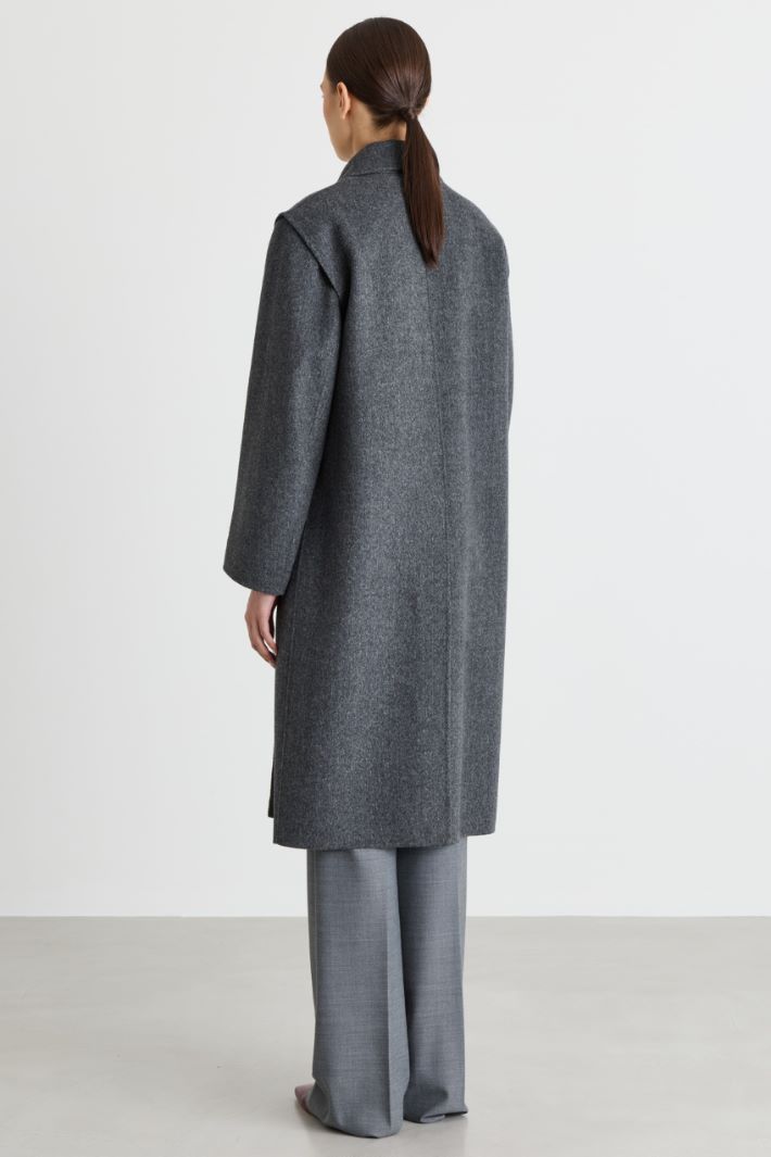 Double-Breasted Double-Faced Wool Coat - GREY - Intrend - 4