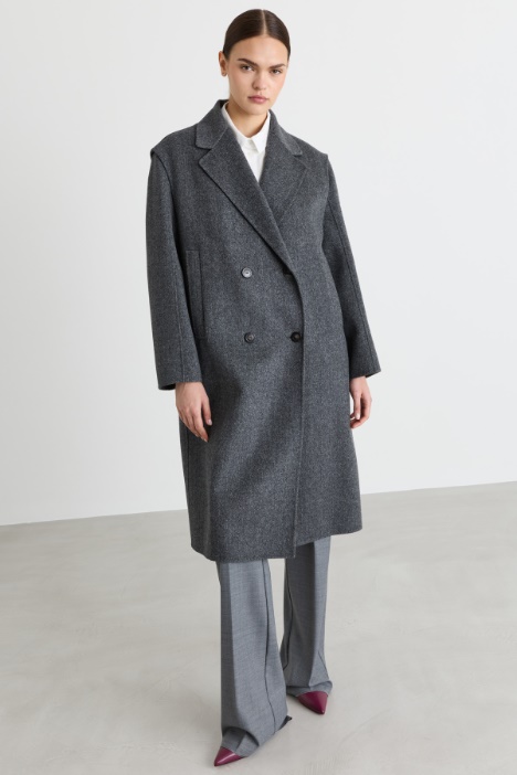 Cappotto doppiopetto in drap di lana