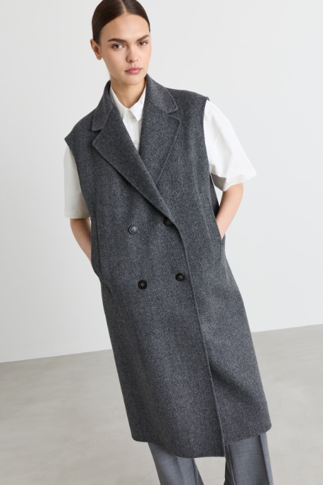 Cappotto doppiopetto in drap di lana