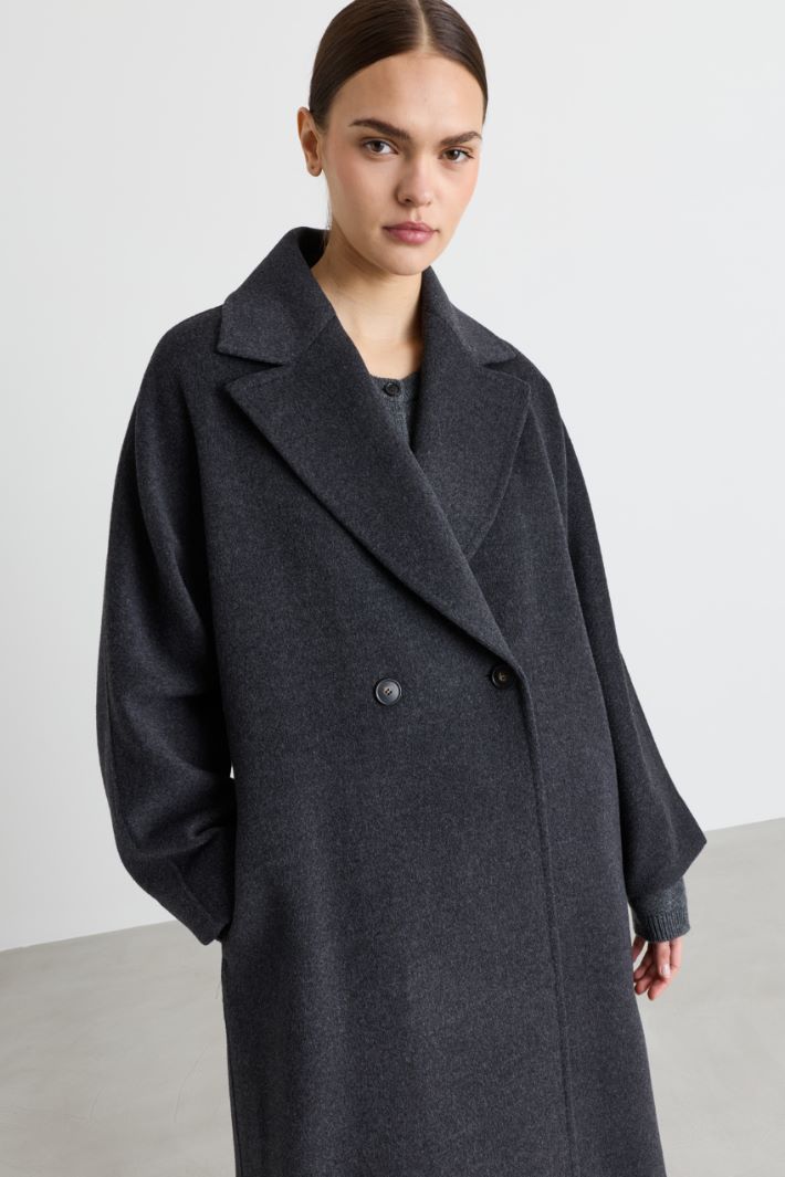 Double-breasted coat with detachable collar - GREY - Intrend - 3