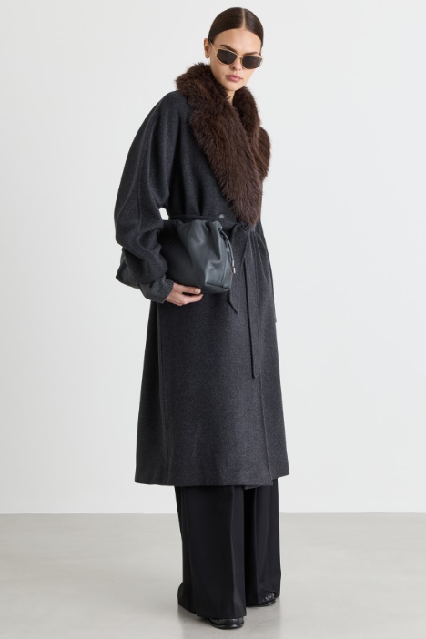 Double-breasted coat with detachable collar - Intrend