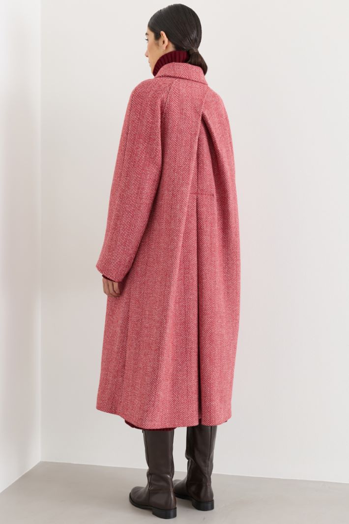 Manteau en drap double à chevrons - ROUGE - Intrend - 4