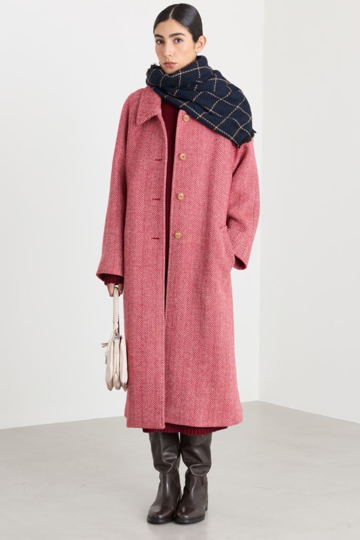 Manteau en drap double à chevrons - ROUGE - Intrend