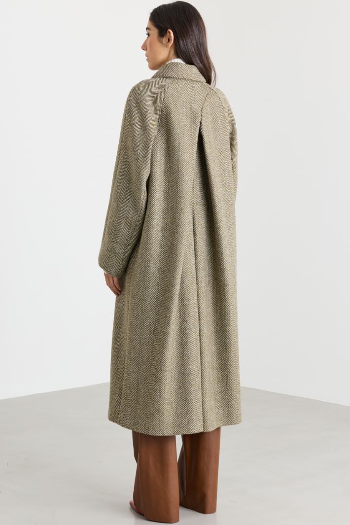 Chevron double-faced wool coat - GREEN - Intrend - 4