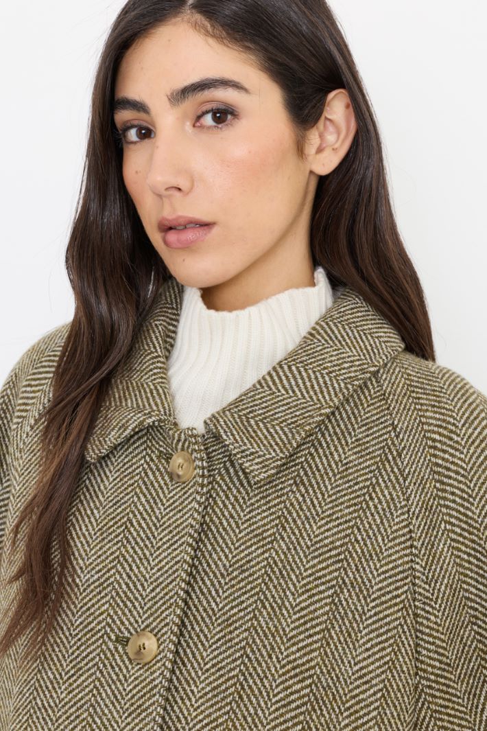 Chevron double-faced wool coat - GREEN - Intrend - 3