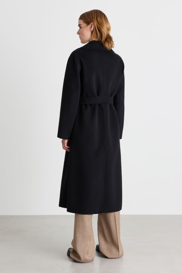 Manteau peignoir en drap double - NOIR - Intrend - 4
