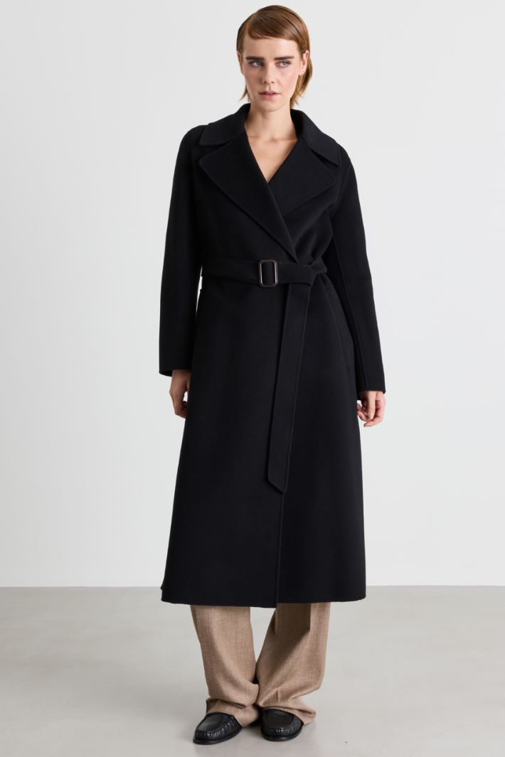 Manteau peignoir en drap double - NOIR - Intrend - 2