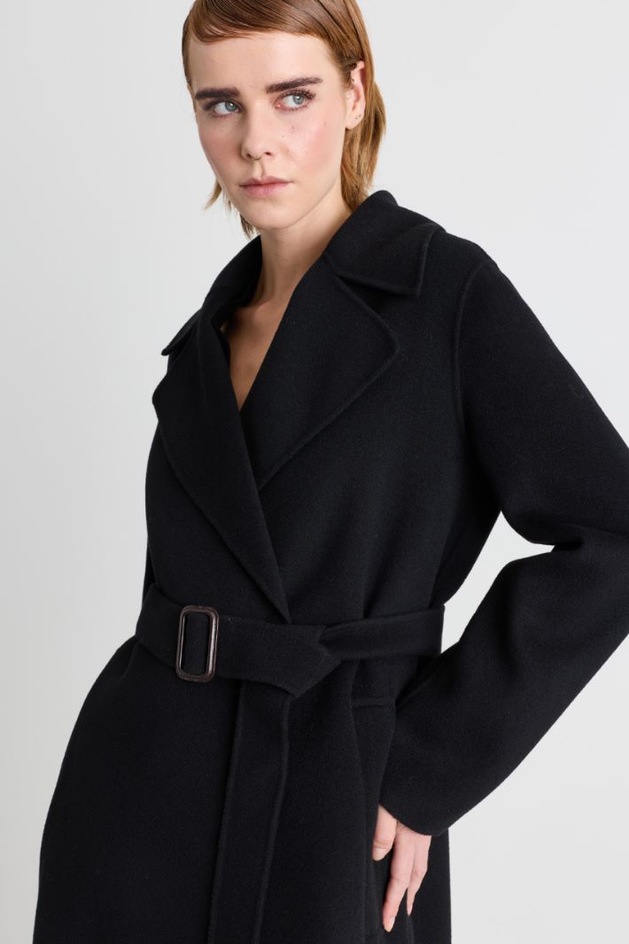 Manteau peignoir en drap double - NOIR - Intrend - 3