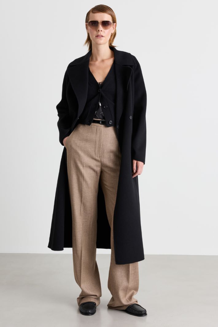 Manteau peignoir en drap double - NOIR - Intrend