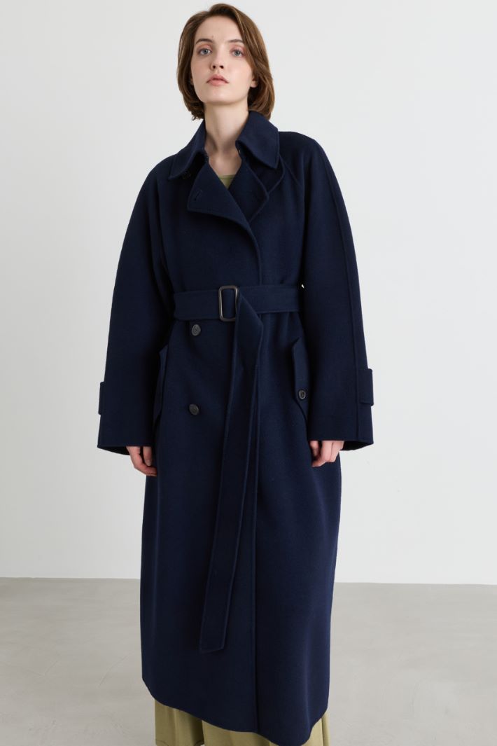 Cappotto doppiopetto in drap - BLU - Intrend - 2