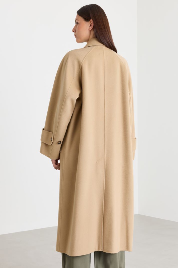 Double-Breasted Wool Drape Coat - BEIGE - Intrend - 4