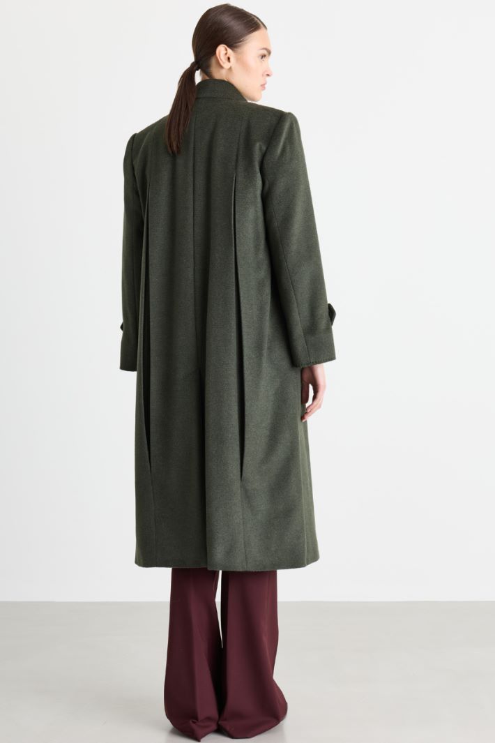 Drap double-breasted coat - GREEN - Intrend - 4