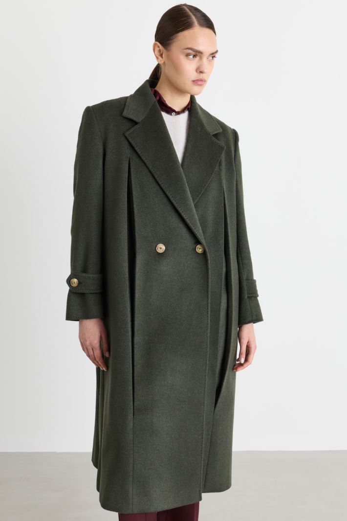 Drap double-breasted coat - GREEN - Intrend - 2