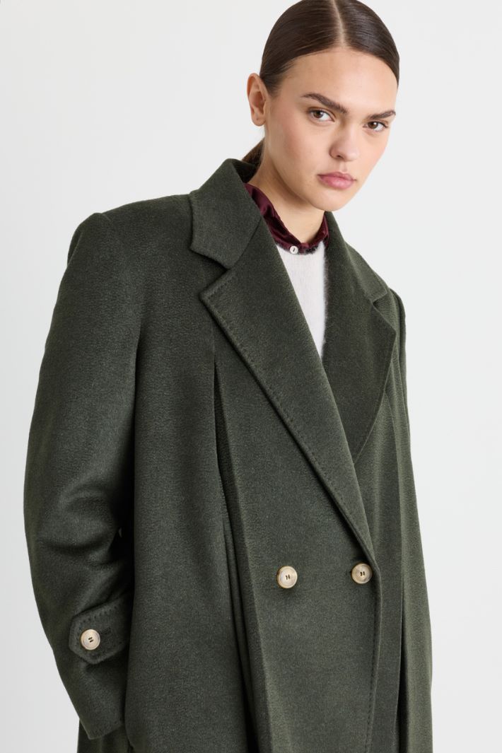 Drap double-breasted coat - GREEN - Intrend - 3