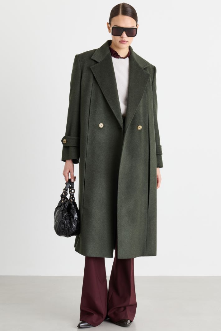 Drap double-breasted coat - GREEN - Intrend