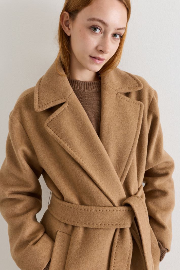 Double-Faced Coat - CAMEL - Intrend - 3