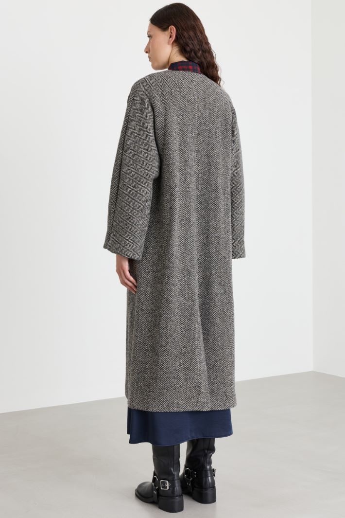Abrigo batín de tweed - GRIS - Intrend - 4