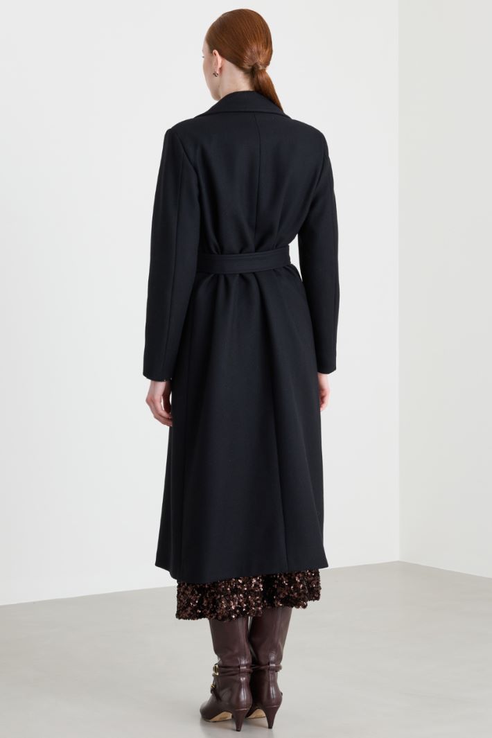 Diagonal Double-Faced Coat - BLACK - Intrend - 4