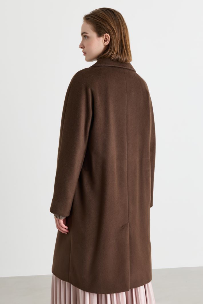 Cappotto a vestaglia in drap - MARRONE - Intrend - 4