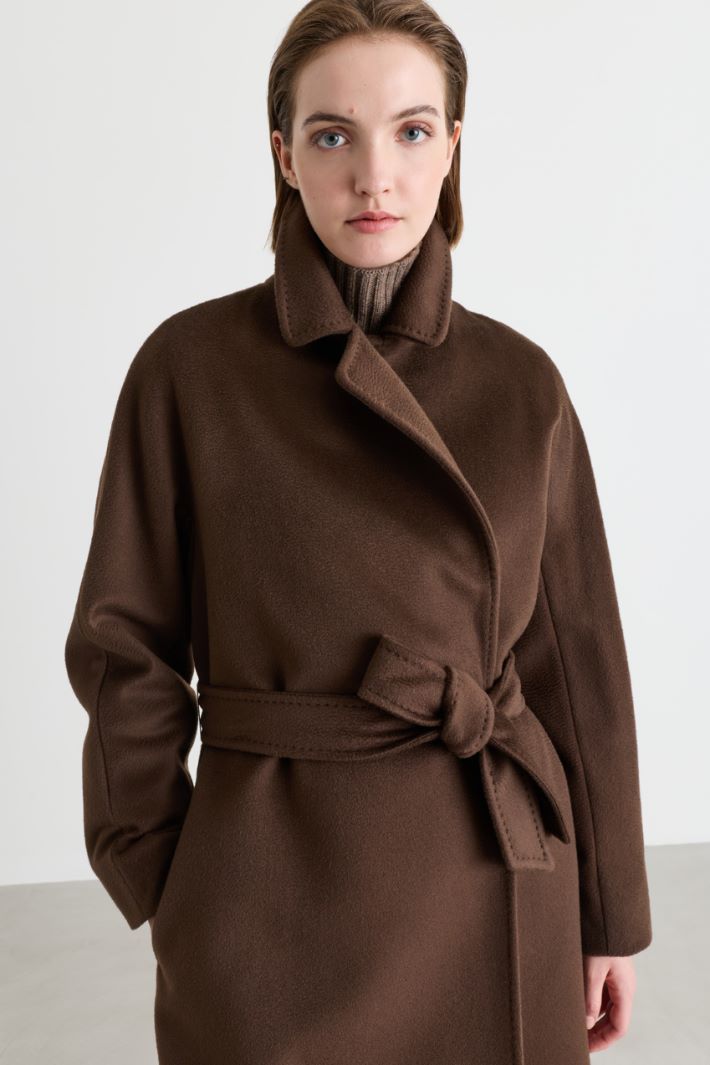Cappotto a vestaglia in drap - MARRONE - Intrend - 3