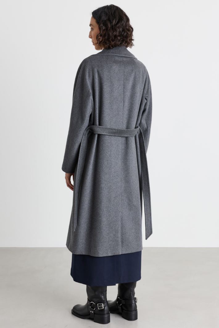 Belted double-breasted coat - GREY - Intrend - 4