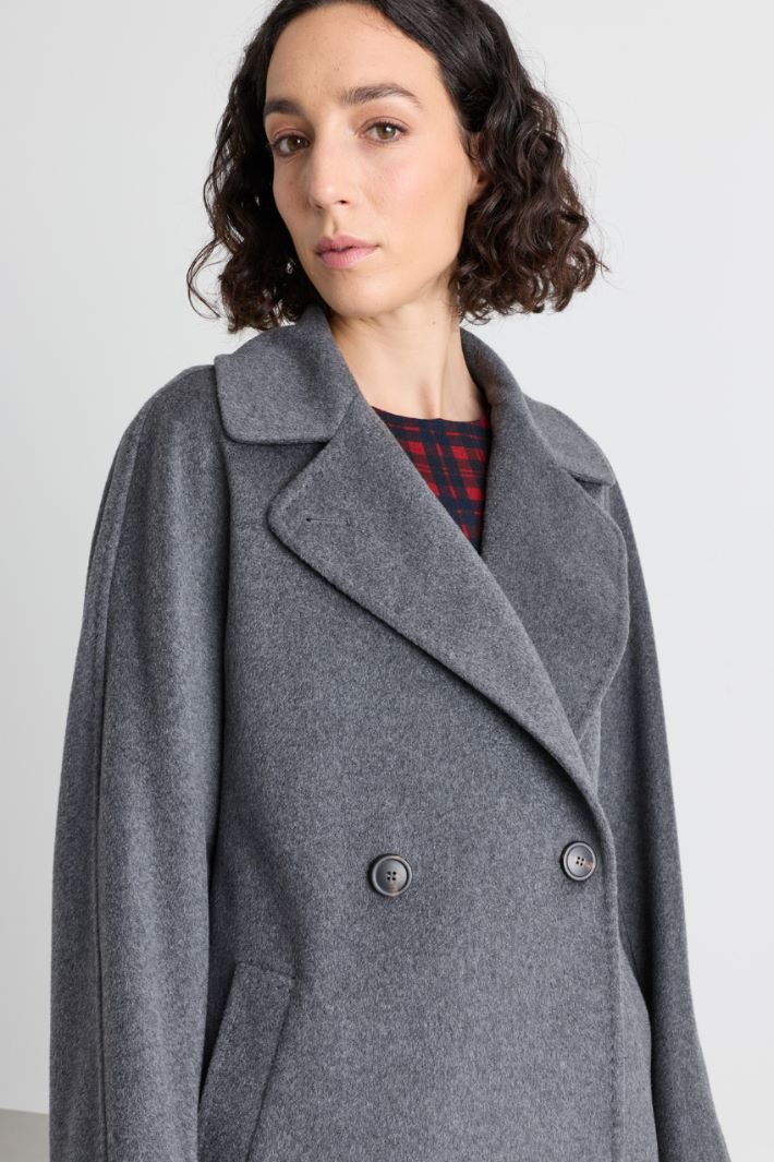 Belted double-breasted coat - GREY - Intrend - 3