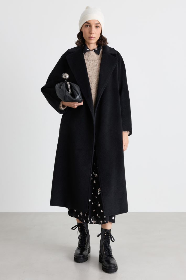 Cappotto a vestaglia con cintura - NERO - Intrend