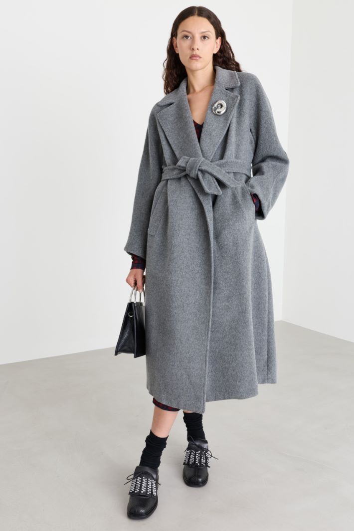 Cappotto a vestaglia con cintura - GRIGIO - Intrend - 2