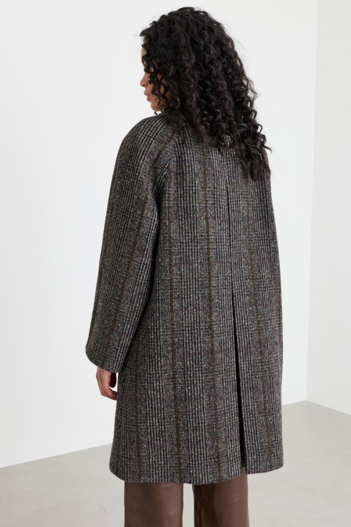 Manteau cocoon en Prince-de-Galles - NOIR MARRON - Intrend - 4