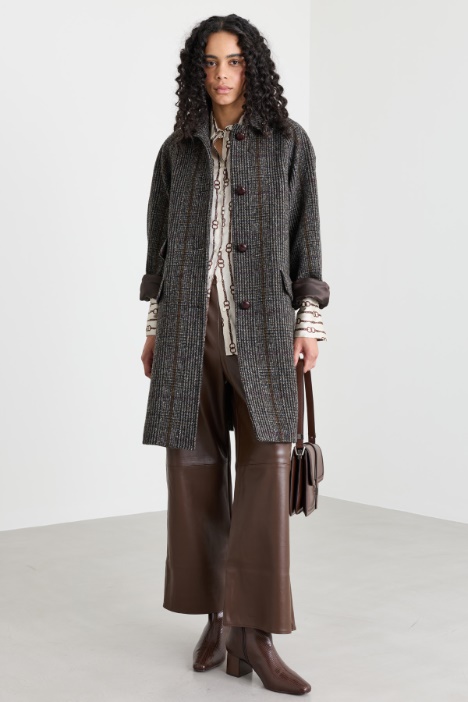 Prince of Wales Check Cocoon Coat - Intrend