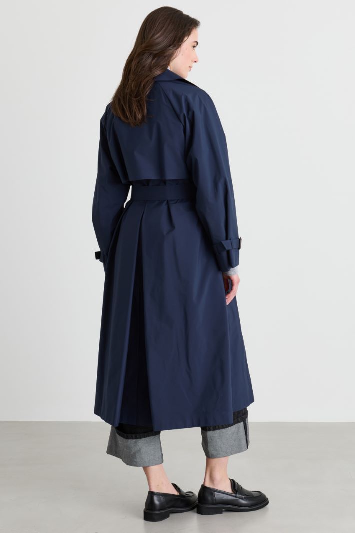 Water-Repellent Canvas Trench Coat - BLUE - Intrend - 4